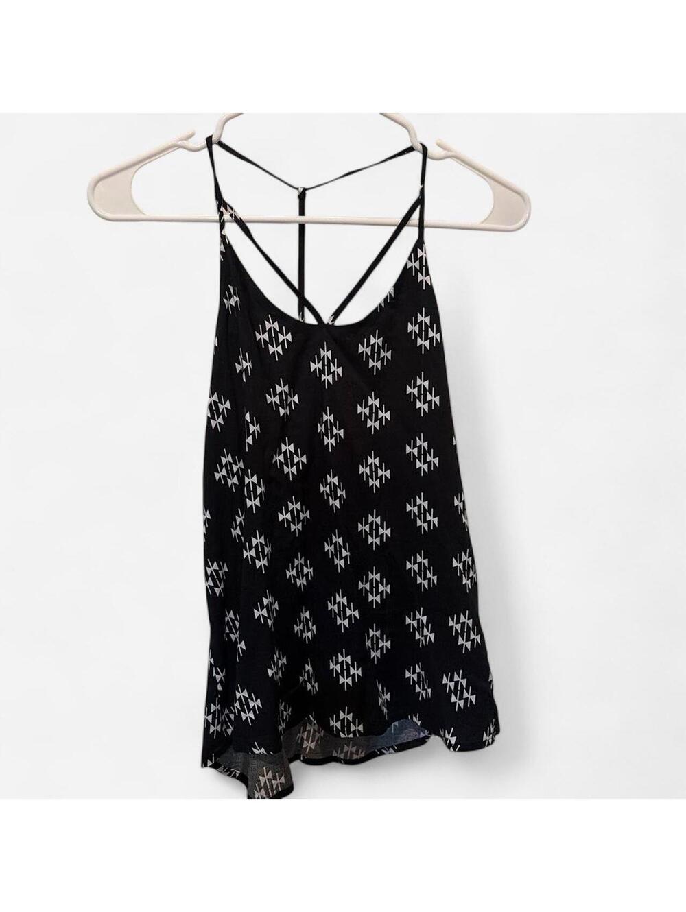 No Boundaries Black and White Patterned Spaghetti Strap Tank Top Size S